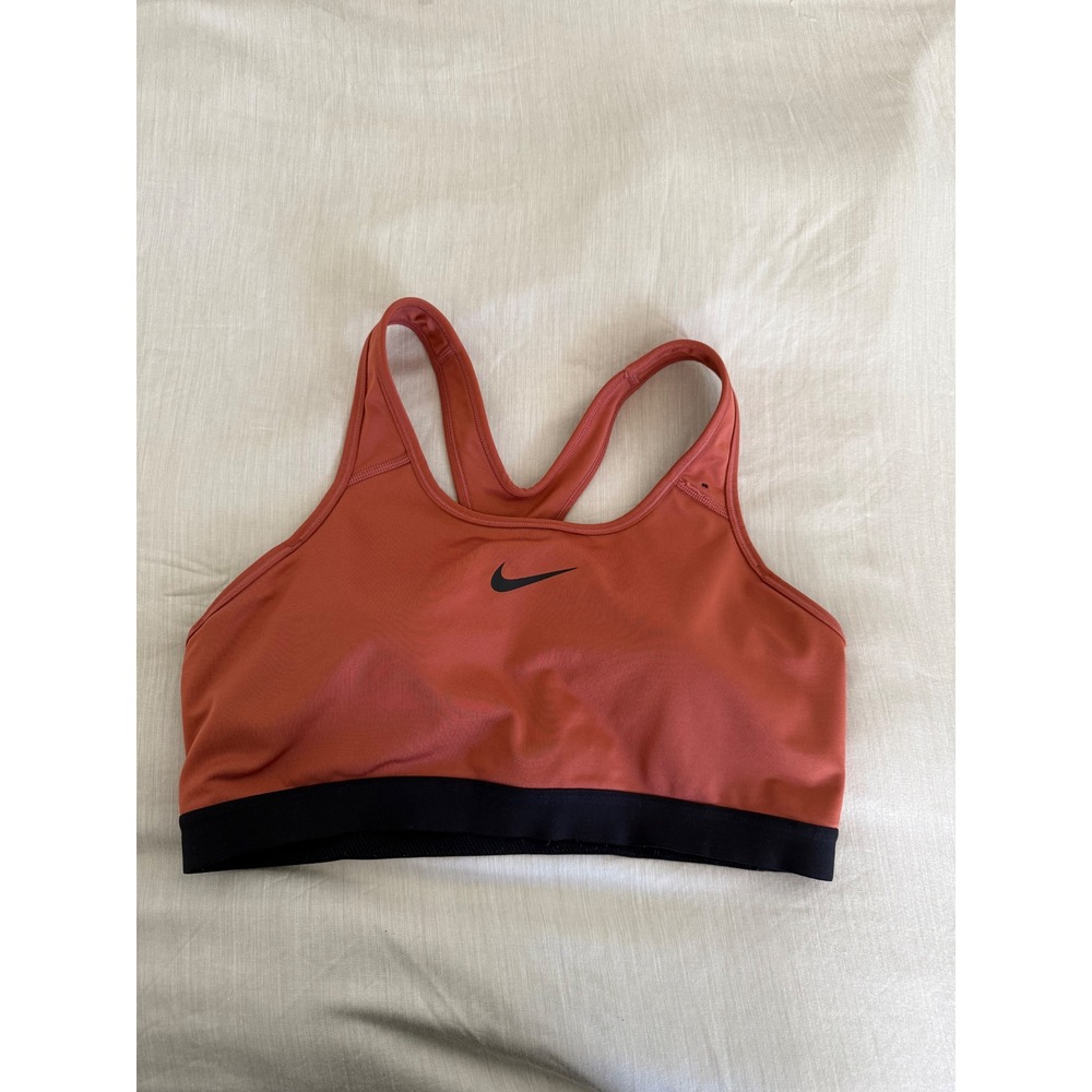 Nike Swoosh Sports Bra Women's XL Burnt Orange Black‎ Medium Support Compressi